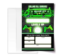 ANYEMW Lot de 48 invitations d'anniversaire pour joueurs de 10,2 x 15,2 cm, pour fête d'anniversaire de jeu vidéo, décorations de fête de jeu, invitations d'anniversaire pour garçons et filles, 20