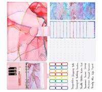 Anyfirst Classeur Budget Planner Francais, Classeur Enveloppe Budget Planner A6-Carnet Budget avec 12 Pochette Budget & 10 Budget Planner Enveloppes Pour Organisateur, Rose