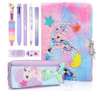 Anyfirst Journal Intime Fille en Peluche avec Cadenas, Set de A5 Carnet Secret Fille avec Trousse & Stylo, Journal Intime Sirène comme Cadeau Fille 5 6 7 8 9 10 11 Ans