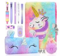 Anyfirst Journal Intime Licorne en Peluche avec Cadenas, Set de A5 Carnet Secret Fille, Journal Intime Licorne avec Trousse & Stylo comme Cadeau Fille 5 6 7 8 9 10 11 Ans