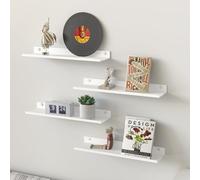 ANYHI Lot de 4 étagères murales flottantes en métal blanc avec rebord pour décoration murale salon, salle de bain, chambre à coucher, cuisine