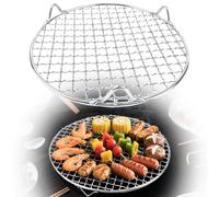 Anyhot Grille de cuisson ronde en acier inoxydable - 30,5 cm/33 cm/34 cm/35 cm/38 cm - Pour camping, pique-nique, jardin, répartition uniforme de la chaleur et nettoyage facile (35 cm)