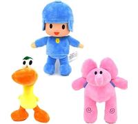 Anyhot Pocoyo Lot de 3 peluches Pocoyo Elly Pato Nina Sleepy Bird Loula