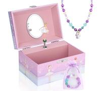 Anyiner Boîte à bijoux musicale pour filles, boîte à bijoux pour enfants avec ballerine tournante, coffret cadeau musical avec collier et bracelet, cadeau d'anniversaire pour filles de 3 à 10 ans