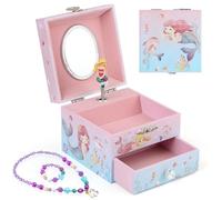 Anyiner Boîte à bijoux musicale pour filles - Boîte à bijoux pour enfants avec sirène tournante et tiroir, cadeau licorne, cadeau d'anniversaire pour enfants, sirène mignonne