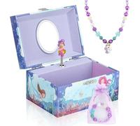 Anyiner Boîte à bijoux musicale pour filles et enfants de 3 à 10 ans avec sirène tournante, coffret cadeau avec collier et bracelet, cadeau d'anniversaire pour filles de 3 à 10 ans (sirène violette)