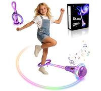 Anyingkai Anneau de Saut Clignotant pour Enfant, Anneau de Saut de Cheville, Shine Skip Ball Pliable - Cheville Skip Ball - Sport - Ballon Sauteur avec Roue Lumineuse (Violet - C)