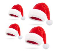 Anyingkai Chapeau de Père Noël de Pompon,Bonnet de Noel Adulte,Chapeau de Père Noël en Peluche,Chapeau de Père Noël Rouge,Chapeau de Père Noël Unisexe (rouge-4)