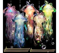 Anyingkai Lot de 5 Lanternes Méduses à Suspendre,Lampe à Suspendre en Forme de Méduse,Lanterne Méduse Lumineuse,Décoration Lampe Lanterne Méduse,Décoration de Fête Cadeaux pour Enfants et Filles