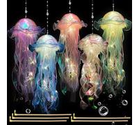 Anyingkai Lot de 5 Lanternes Méduses à Suspendre,Lampe à Suspendre en Forme de Méduse,Lanterne Méduse Lumineuse,Décoration Lampe Lanterne Méduse,Décoration de Fête Cadeaux pour Enfants et Filles
