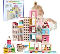 anyìshwu 150pcs Construction Bois Enfant lot,Jeux de Construction en Bois pour Enfants,Jouet de Construction en Bois,Bloc de Construction Enfant Bois,Jeux de Construction en Bois pour Enfants