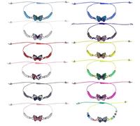 anyìshwu Bracelet Papillon Enfant, Fille, 12 Pcs Bijoux pour Enfants Ajustable Bracelet Cordon Tressé Bracelet Amitié, pour Cadeau Anniversaire et Fête