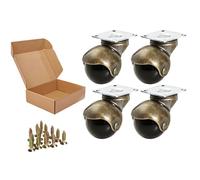 Anyke Lot de 4 roulettes pivotantes dorées antiques de 40 mm avec plaque supérieure à 360 degrés