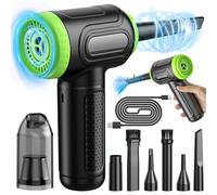 Anykuu Aspirateur Voiture Souffleur PC Electrique 2 en 1，7600 mAh，91000 TR/Min 3 Vitesses Bombe Air Sec - Nettoyage PC avec Lumière LED，Souffleur Air Comprimé pour Clavier d'ordinateur de Voiture