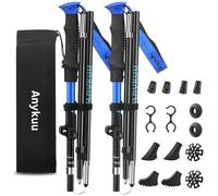 Anykuu Baton de Marche 2 PCS, Bâtons de Randonnée Nordique avec 14 Accessoires d'escalade Telescopiques Antichoc Antidérapant Poles Trekking (Réglables 110-130cm)
