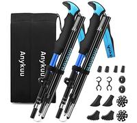 Anykuu Bâtons de Marche Nordique 2 PCS, avec 14 Accessoires d'escalade, Bâtons de Randonnée Telescopiques Antichoc Antidérapant Poles Trekking 7075 Aluminium Aérospatial (Réglables 110-130 cm)