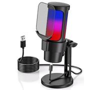 Anykuu Karaoké Microphone 2 USB Streaming Microphone RVB Microphone Gaming Plug & Play avec Bouton Muet, Lumière LED, Compatible avec PC, Mac, PS4/5