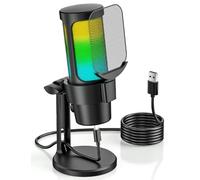 Anykuu Microphone USB RGB pour Streaming et Gaming, Micro à Condensateur Plug and Play avec Bouton Muet, Éclairage LED, Compatible avec PC, avec Mac, PS4 et PS5