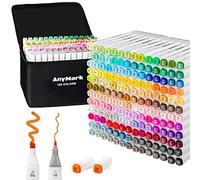 AnyMark Feutres a Alcool, 168 Couleurs Marqueurs à Alcool à Double Pointe Biseautée et Fine, Idéal pour Coloriage Adulte, Dessiner, Illustrer et Croquis, Corps Blanc