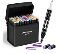 AnyMark Feutres a Alcool Professionnels, 60 Couleurs Marqueurs Alcool à Double Pointe, Idéal pour Coloriage Adulte, Dessiner, Illustrer et Croquis