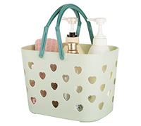 Anyoifax Panier de rangement portable en plastique avec poignée pour salle de bain, garde-manger, cuisine, dortoir universitaire, garage - Vert