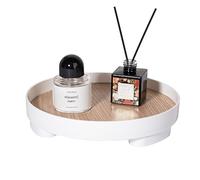 Anyoifax Plateau rond en bois rustique décoratif pour l'automne - 30 cm - Plateau de service de ferme - Table basse - Centre de table - Plateau circulaire décoratif - Petit blanc