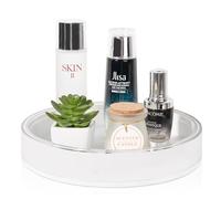 Anyoifax Plateau rotatif pour maquillage et parfum Lazy Susan - Organiseur de salle de bain - Rangement cosmétique - Comptoir pour soins de la peau, lotion, commode, petite taille - Blanc