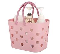 Anyoifax Portable Shower Caddy Tote Plastic Storage Basket with Handle Box Organizer Bin for Bathroom, Pantry, Kitchen, College Dorm, Garage - Pink