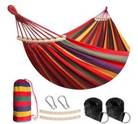 Anyoo Hamac de Jardin avec Tige en Bois, hamac Confortable Portable avec Accessoire de Ceinture, étui de Transport pour terrasse intérieure/extérieure Garden Beach