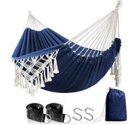 Anyoo Hamac De Jardin Exterieur Coton Hamac A Pampilles Macrame Avec Sangles D'arbre, Hamac Compact Portable Avec Sac De Transport P Multicolore