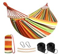 Anyoo Hamac en Coton - Durable - avec Accessoires de Ceinture - Sac de Transport pour intérieur/extérieur - Balcon, terrasse, Jardin, Camping, Plage - Orange