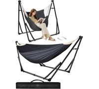 ANYOO Hamac et Chaise avec Support, Double Usage Support de Hamac Pliable pour Intérieur et Extérieur