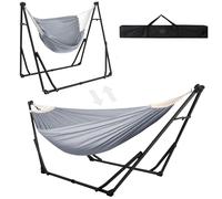 ANYOO Hamac et Chaise avec Support Pliable et Portable | Double Usage, Robuste Support de Hamac, Sans Outil, Gain de Place, Charge max 200kg, pour Intérieur Extérieur Jardin Camping