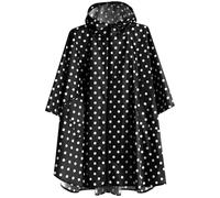 ANYOO Léger Imperméable Respirant Ripstop Poncho avec capuchon pour les activités de plein air,Dot-Black,Taille unique