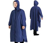 ANYOO Poncho de Pluie Imperméable Femmes Hommes avec Capuche Léger et Portable Manteau de pluie avec Manches Longues pour Randonnée Extérieure, Cyclisme, Bleu Foncé, Taille unique