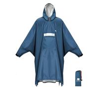 ANYOO Poncho de Pluie Imperméable Léger avec Fermeture à Glissière Latérale, Veste de Pluie avec Manches Réglables pour la Randonnée et le Cyclisme en plein air, Bleu mer, Taille unique