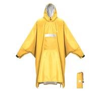 ANYOO Poncho de pluie imperméable manches poche, veste de pluie légère réutilisable capuche, activités de plein air, unisexe, taille unique, jaune