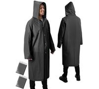 ANYOO Poncho de pluie imperméable pour adultes, 2 pièces, veste de pluie avec capuche réutilisable à manches longues, pour homme et femme, festival, camping, randonnée, voyage, taille unique, Noir