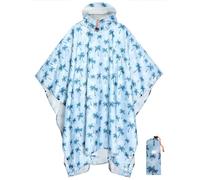 ANYOO Poncho de Pluie Léger, Imperméable, Réutilisable et Respirant avec Capuche, Idéal pour l'extérieur, Cocotiers,Taille Unique