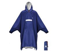 ANYOO Poncho de pluie réutilisable, multi-usage, imperméable, avec capuche, pliable, bâche de sol idéale pour le camping en plein air, la pêche, la survie, taille unique, Marine militaire., Taille