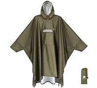 ANYOO Veste de pluie légère et imperméable réutilisable Ripstop respirant multi-usages avec capuche - Idéal pour l'extérieur, le camping, la randonnée, la pêche, vert olive, taille unique