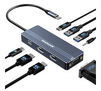 ANYOYO Station d'accueil USB C double HDMI adaptateur 8 en 1 USB C HUB 3 moniteurs avec HDMI 4K + VGA + PD100W + audio station d'accueil pour ordinateur portable Dell/Lenovo/HP/Samsung/ASUS (Gary)