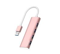 ANYPLUS Hub USB 3.0 en Alliage d'aluminium Ultra Fin, répartiteur USB Portable à 4 Ports, hub USB pour Ordinateur Portable, PC, MacBook, iMac, Surface Pro, Mac Pro, clé USB, XPS 【Rose】