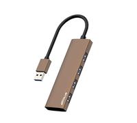 ANYPLUS Hub USB 3.0 en Alliage d'aluminium Ultra Fin, répartiteur USB Portable à 4 Ports, hub USB pour Ordinateur Portable, PC, MacBook, iMac, Surface Pro, Mac Pro, clé USB, XPS【Marron】