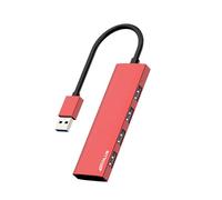 ANYPLUS Hub USB 3.0 en Alliage d'aluminium Ultra Fin, répartiteur USB Portable à 4 Ports, hub USB pour Ordinateur Portable, PC, MacBook, iMac, Surface Pro, Mac Pro, clé USB, XPS 【Rouge】