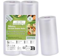 Anysea Sac Sous Vide Alimentaire：Rouleau Sous Vide Alimentaire pour Machine Sous Vide Alimentaire, Film sous vide alimentaire Gaufré 3 Rouleaux 20x500 cm (1) et 28x500 cm (2)