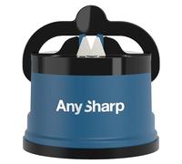 AnySharp Aiguiseur de Couteaux, Sécurité Mains Libres, Ventouse PowerGrip, Aiguise en Toute Sécurité Tous les Couteaux de Cuisine, Idéal pour l'Acier Trempé & Dentelé | Le Meilleur au Monde | Bleu