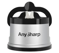 AnySharp Aiguiseur de Couteaux, Sécurité Mains Libres, Ventouse PowerGrip, Aiguise en Toute Sécurité Tous les Couteaux de Cuisine, Idéal pour l'Acier Trempé & Dentelé | Le Meilleur au Monde | Argent