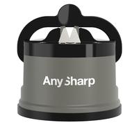 AnySharp Aiguiseur de Couteaux, Sécurité Mains Libres, Ventouse PowerGrip, Aiguise en Toute Sécurité Tous les Couteaux de Cuisine, Idéal pour l'Acier Trempé & Dentelé | Le Meilleur au Monde | Gris