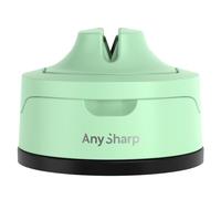 AnySharp Evo Aiguiseur de Couteaux, Sécurité Mains Libres, Ventouse PowerGrip, Aiguise en Toute Sécurité Tous les Couteaux de Cuisine, Idéal pour l'Acier Trempé & Dentelé, Vert menthe